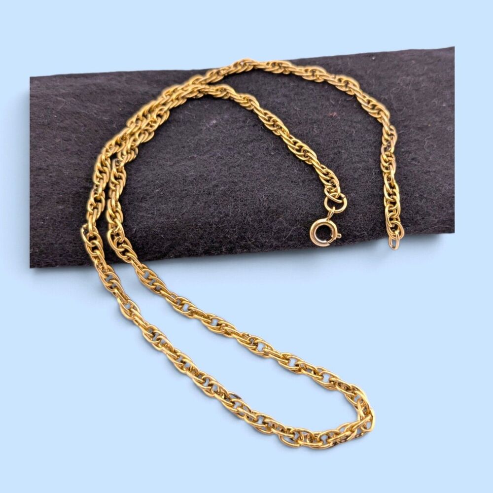 Gold Tone Double Link Chain Necklace Spring Ring Clasp 18.5" Unmarked